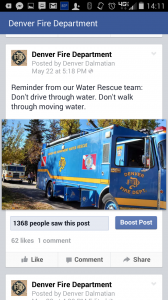 Facebook water rescue post